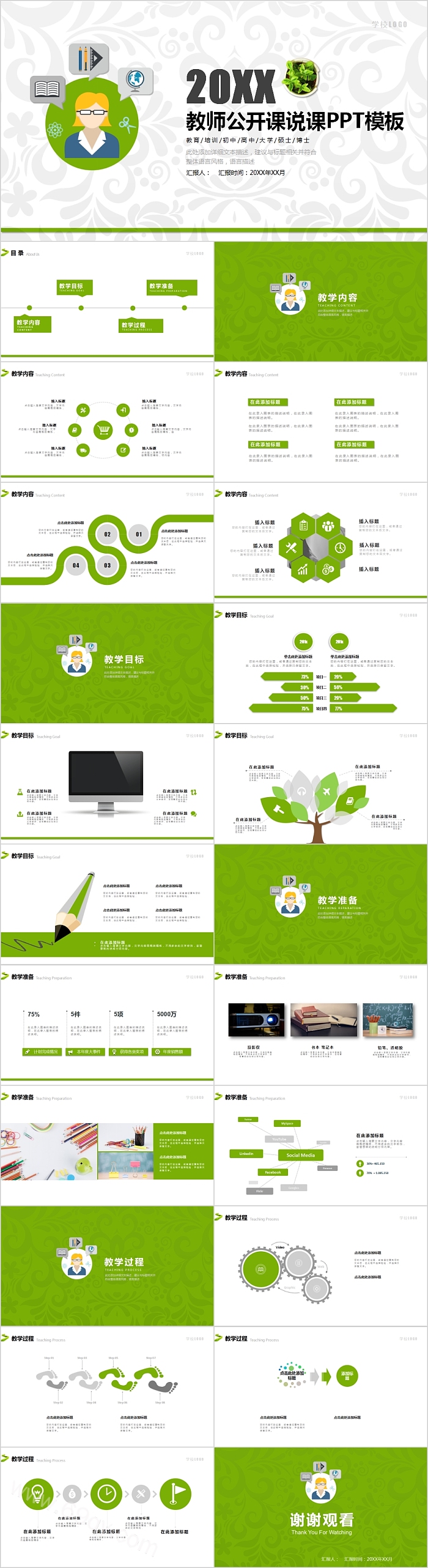 简约清新教师公开课说课PPT模板