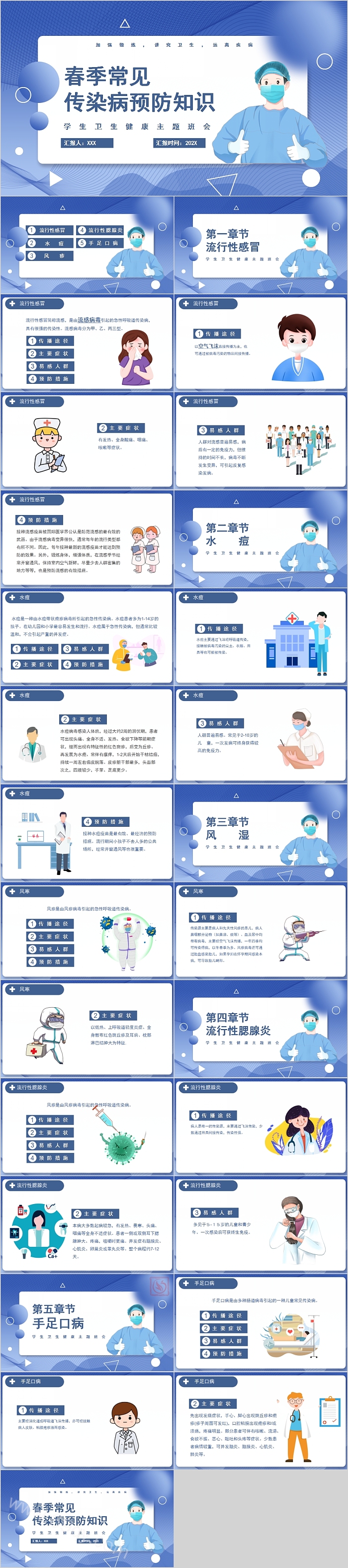 春季常见传染病预防知识学生卫生健康主题班会PPT模板