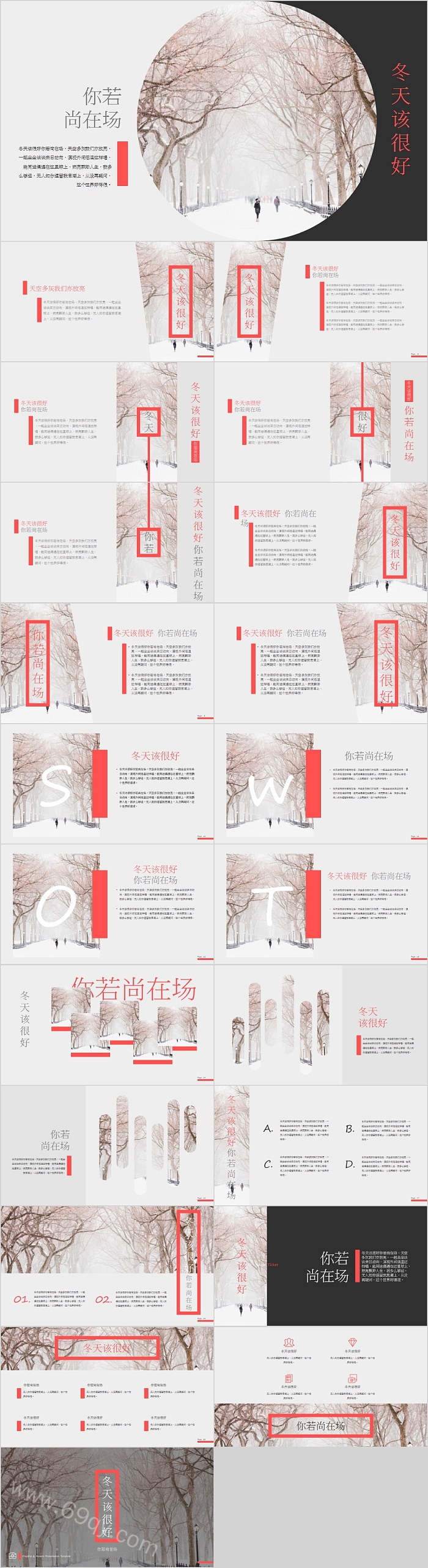 简约冬至冬季总结汇报通用模板