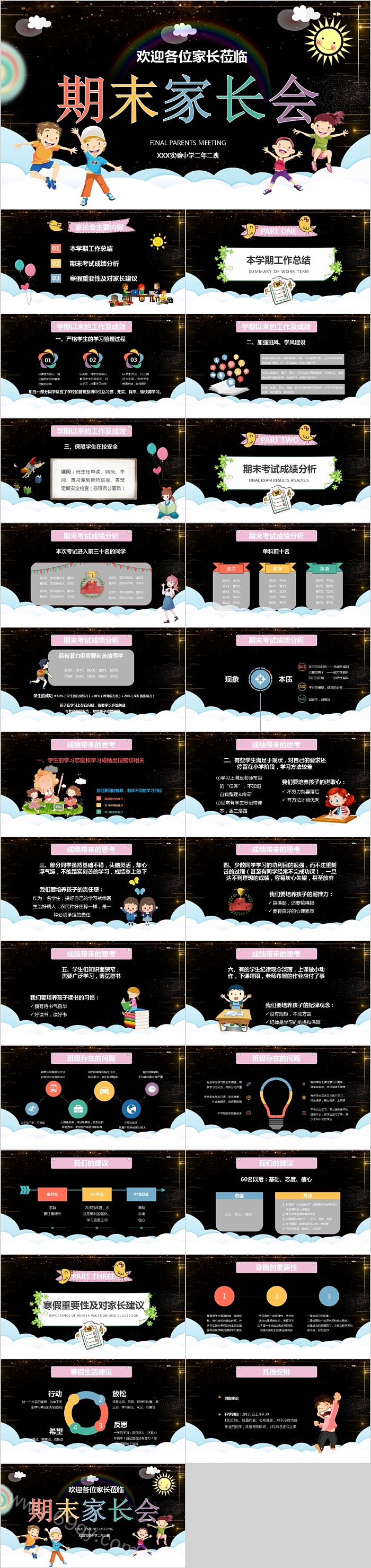 小学二年级期末家长会PPT模板