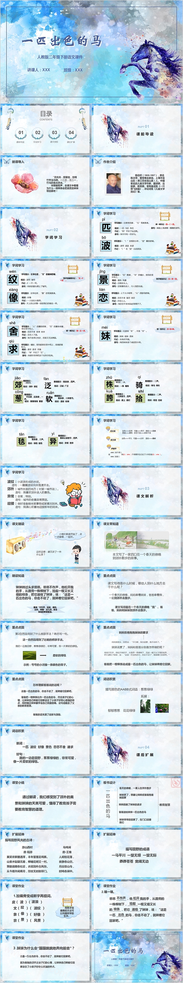 一匹出色的马人教版二年级下册语文课件PPT模板