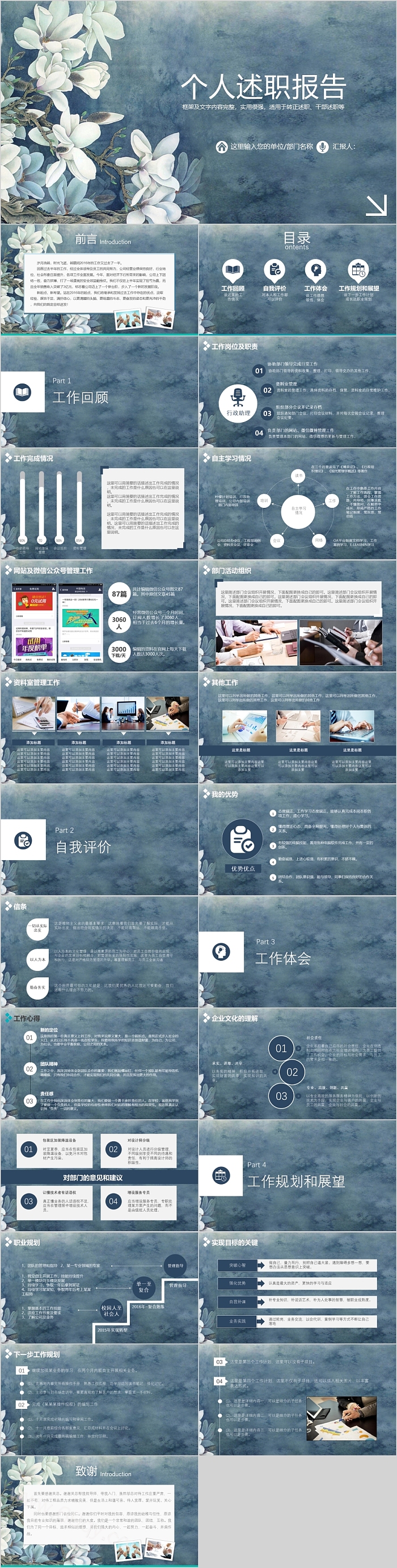 极简花卉创意个人述职报告