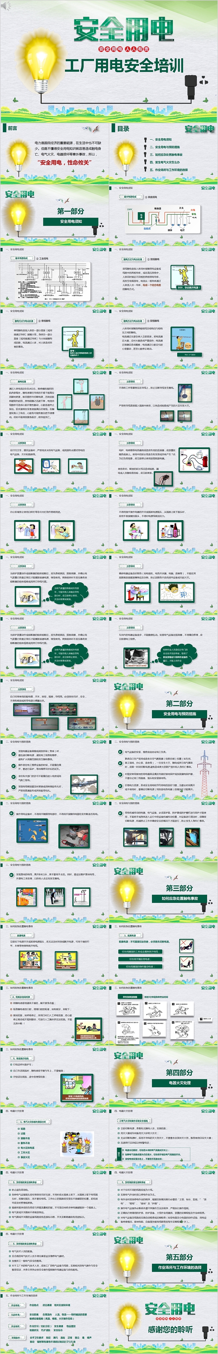 简约清新工厂用电安全培训PPT模板