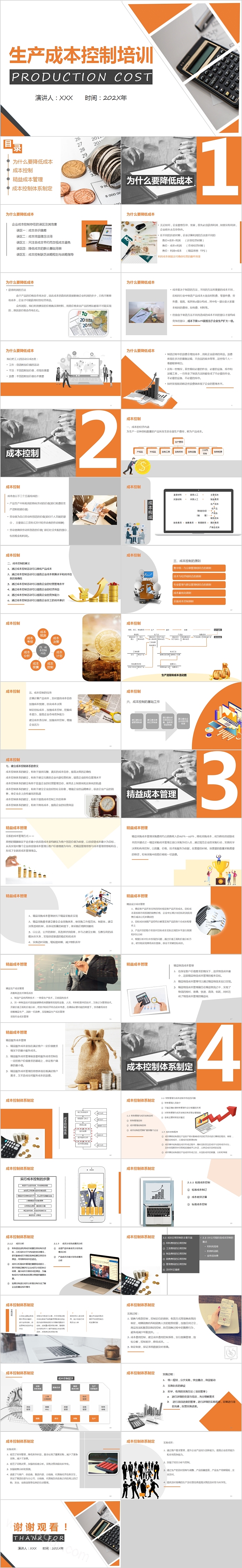 简约商务生产成本控制培训PPT模板
