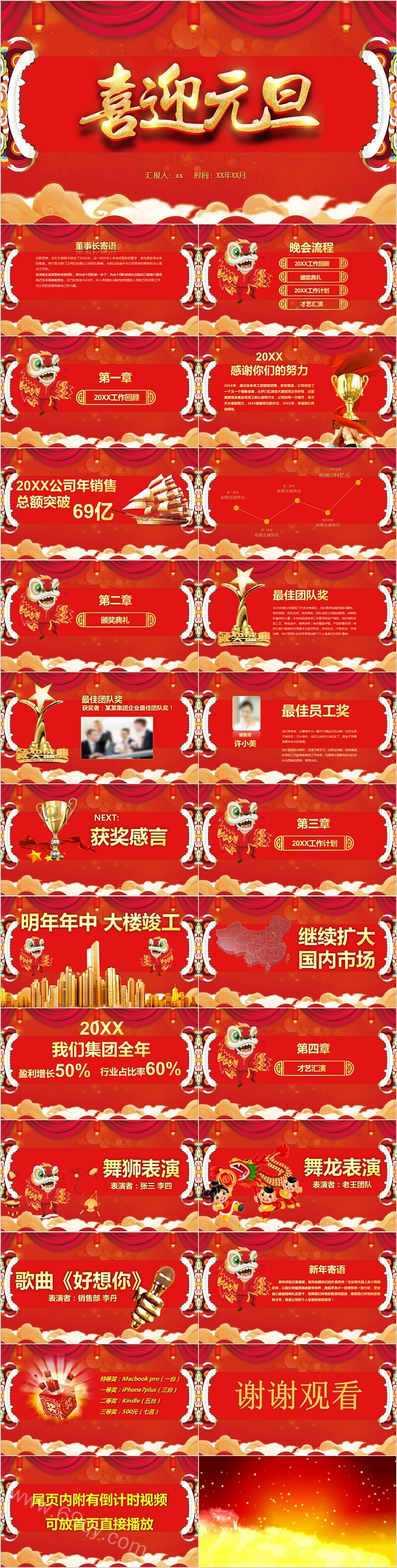 红色文艺风喜迎元旦新年迎新跨年元旦晚会企业年会PPT课件