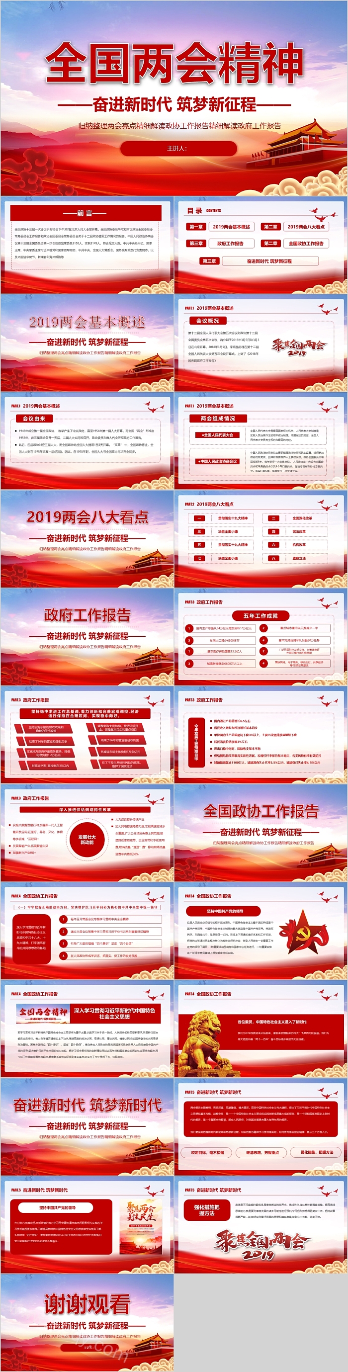 全国两会精神解读奋进新时代筑梦新征程党课PPT课件