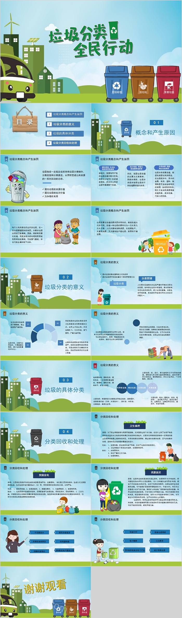 简约清新垃圾分类全民行动PPT模板