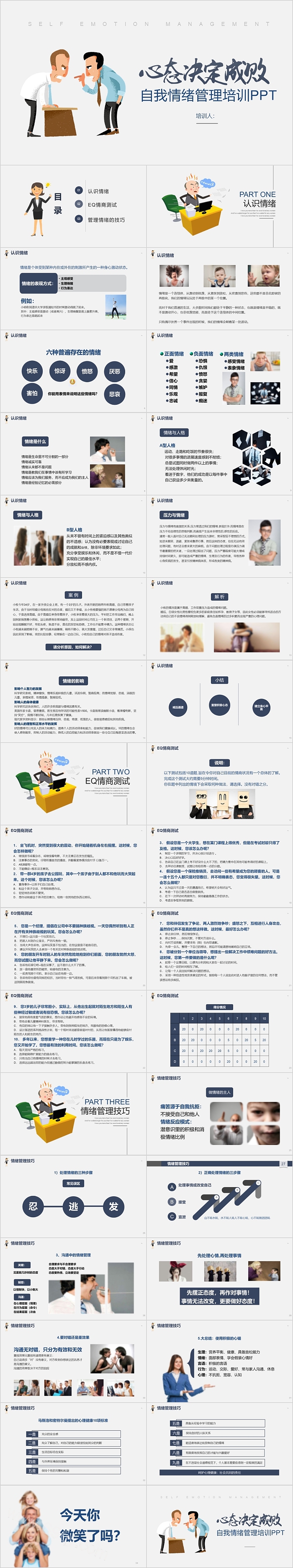 简洁实用自我情绪管理培训PPT模板