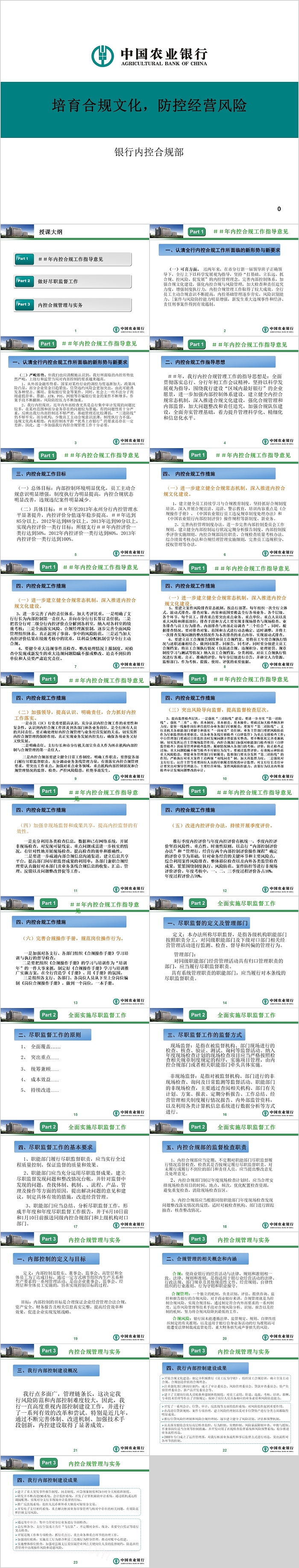 中国农业银行合规文化培训PPT模板