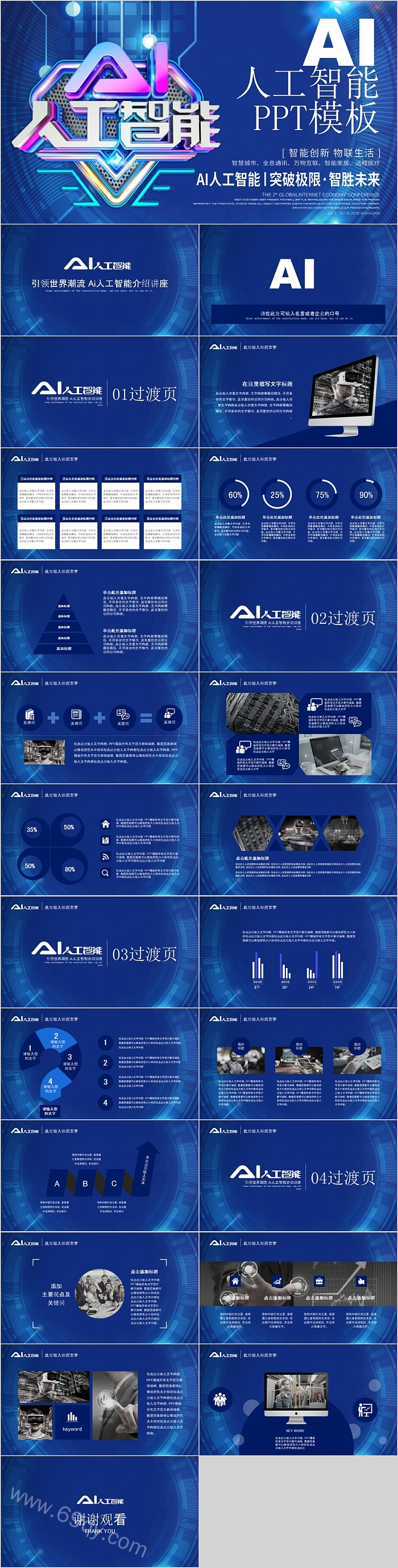 AI智能新科技人工智能智能创新物联生活PPT模板