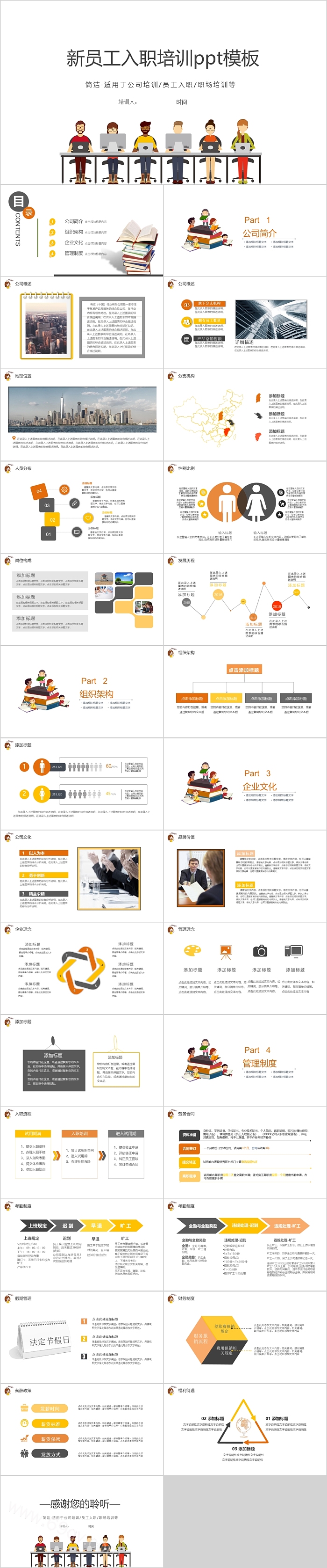 实用简约创意新员工入职培训PPT模板
