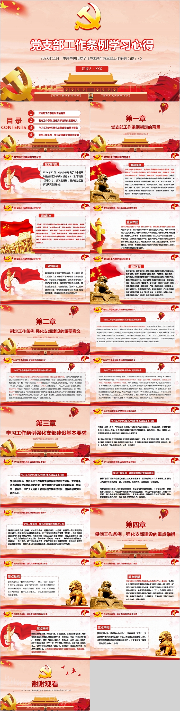 深度解读中国共产党党支部工作条例学习心得体会PPT课件