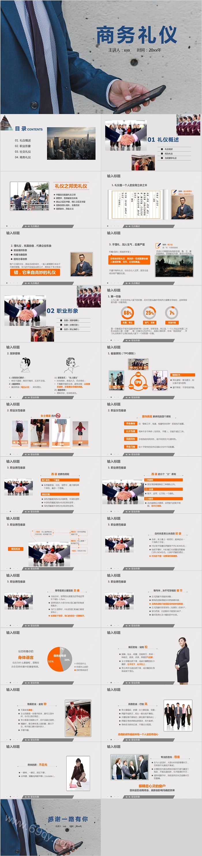 简约实用职场商务礼仪培训课件PPT模板