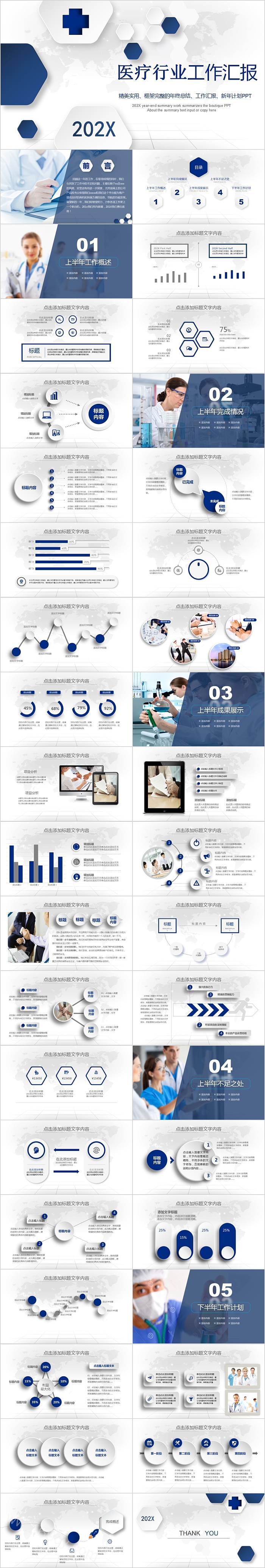 理工框架完整医疗行业工作汇报PPT模板