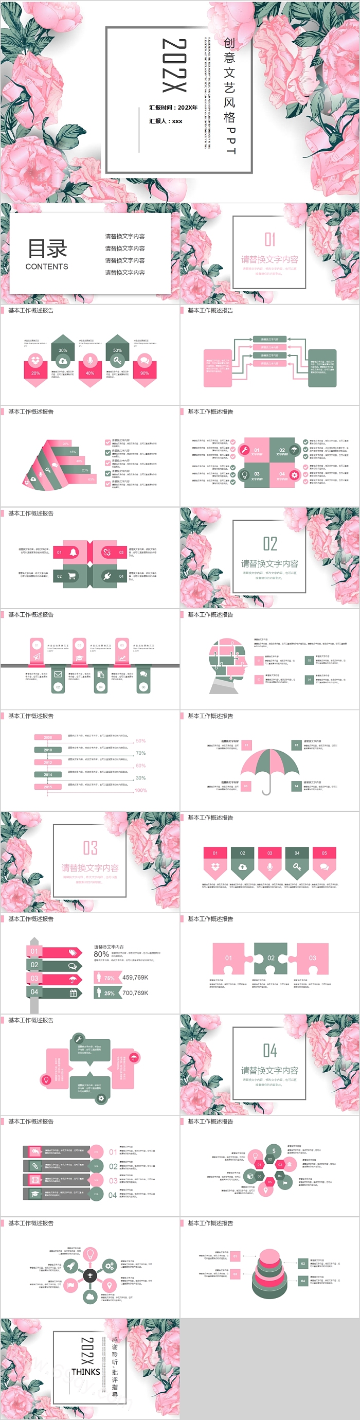 创意文艺风格工作总结汇报PPT