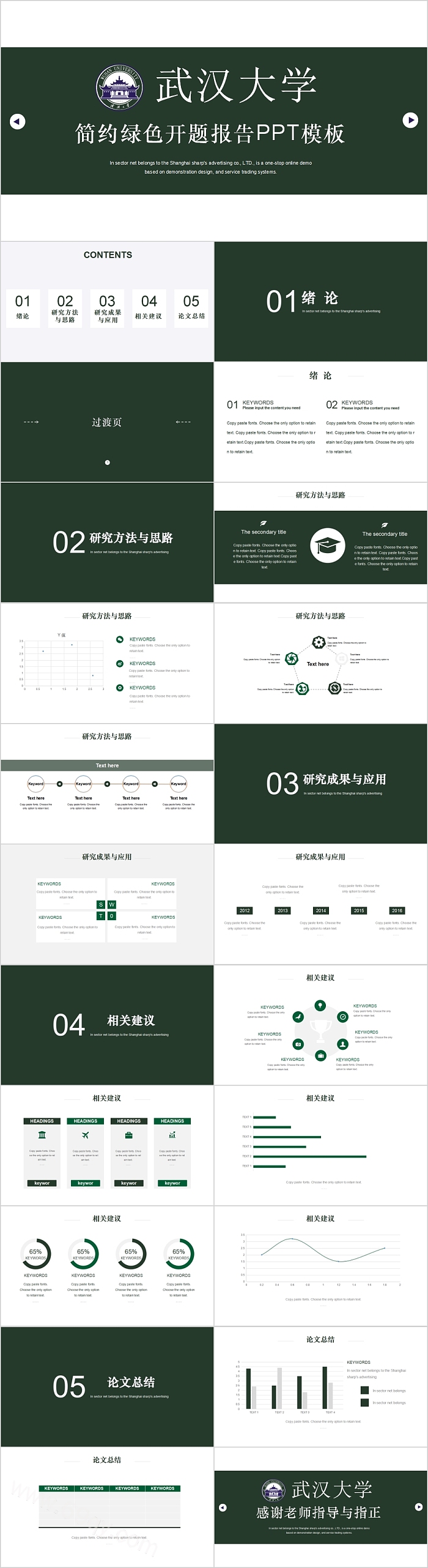 简约绿色开题报告PPT模板