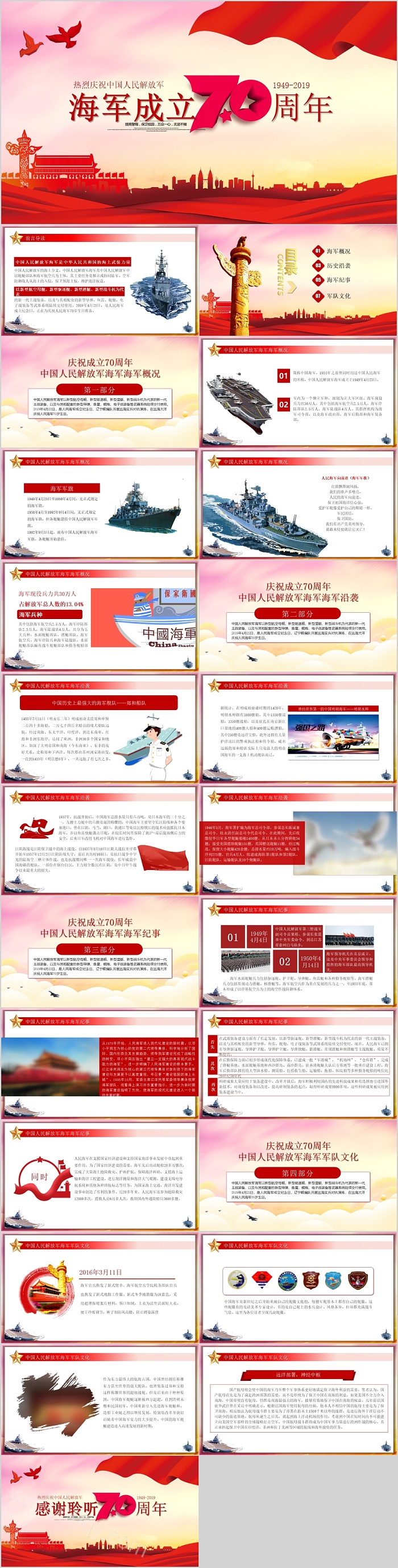 军海军成立70周年PPT模板