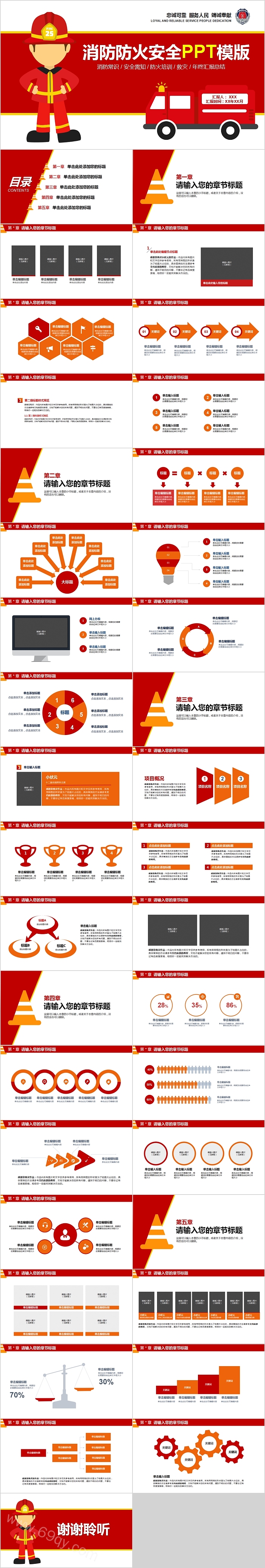 消防防火安全教育培训PPT模版