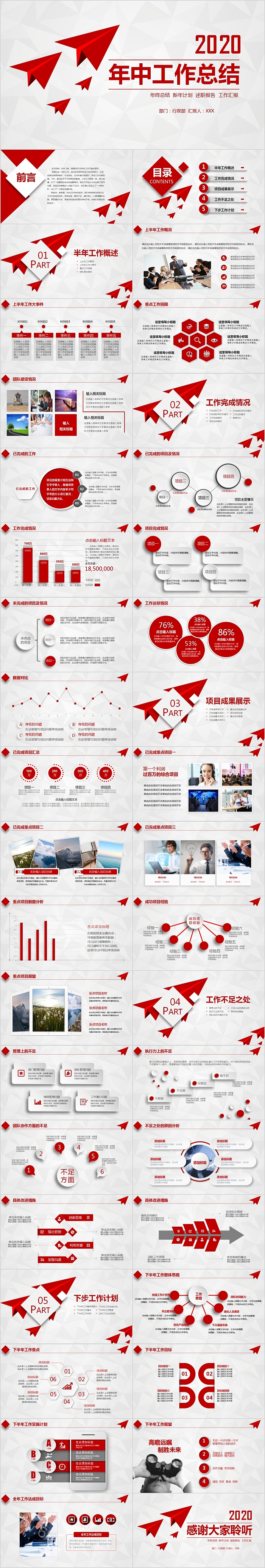 简约清新年中工作总结PPT