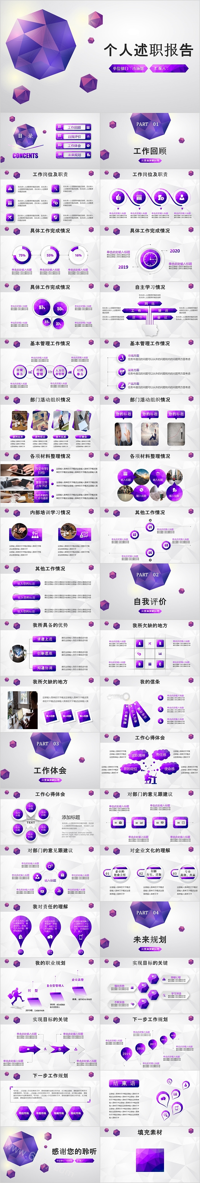 时尚简约个人述职报告PPT模板