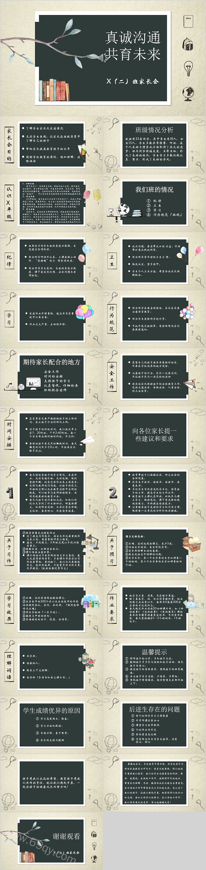 优秀中小学生期末专题真诚沟通共育未来家长会PPT模板
