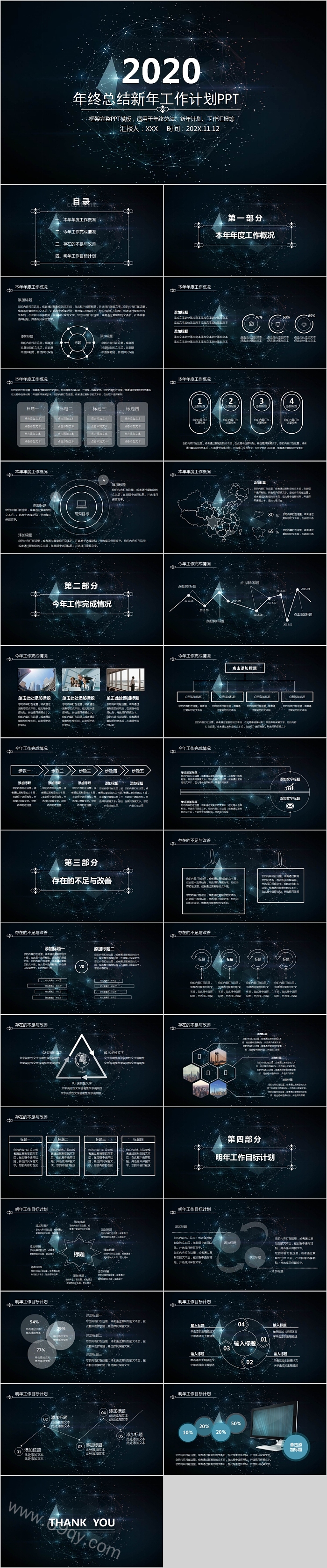 黑色商务年终总结新年工作计划PPT模板