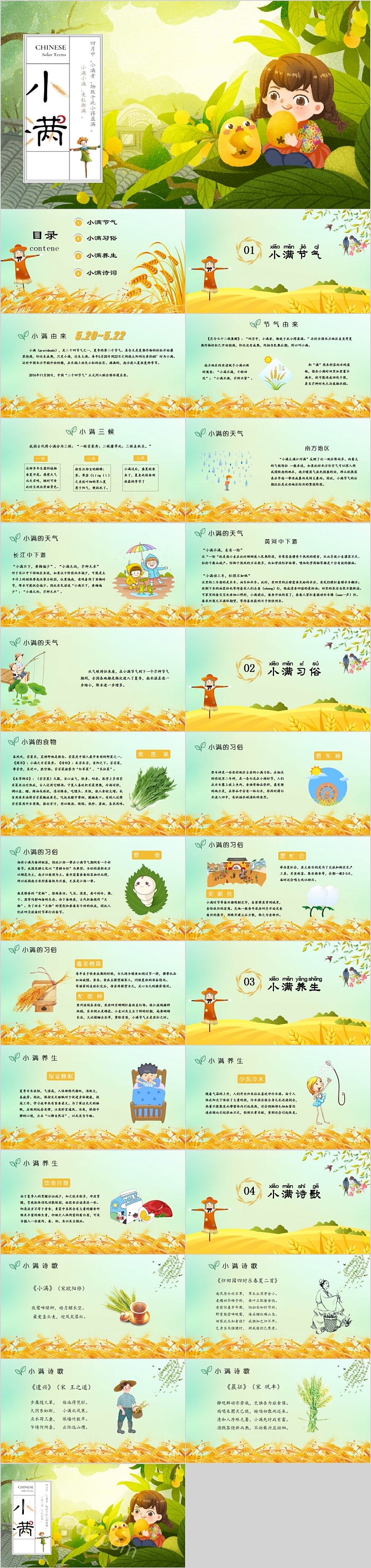 农历节日二十四节气之小满PPT模板