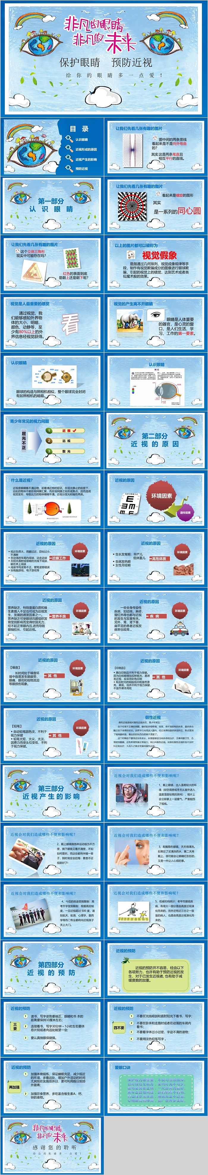 保护眼睛预防近视主题班会PPT