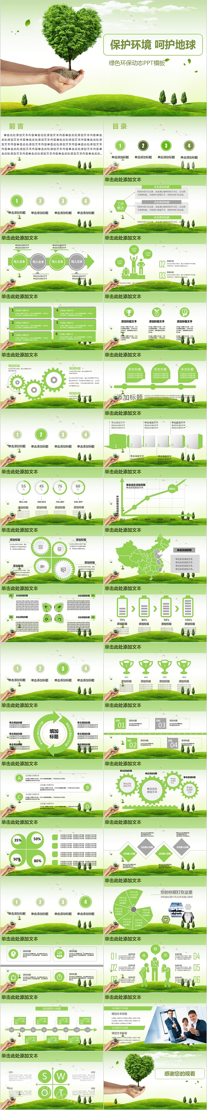 保护环境呵护地球绿色环保动态PPT模板