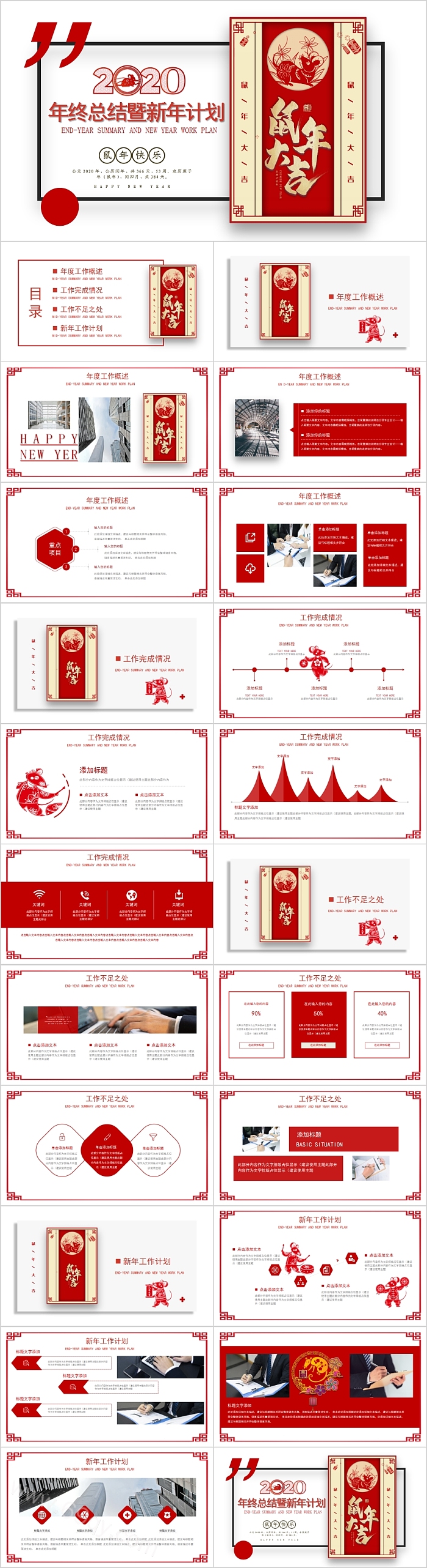 鼠年大吉年终总结暨新年计划PPT模板