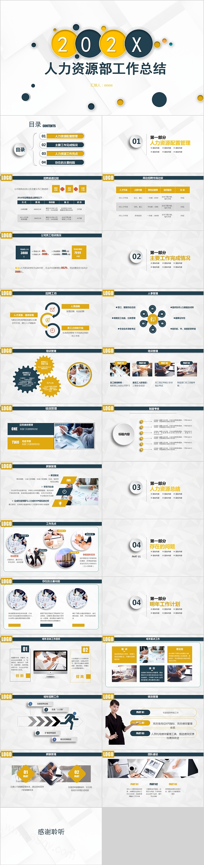 简约清新人力资源部工作总结PPT