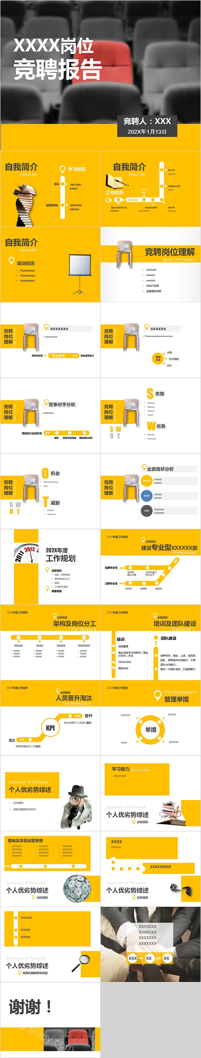 简约清新岗位竞聘报告PPT模板