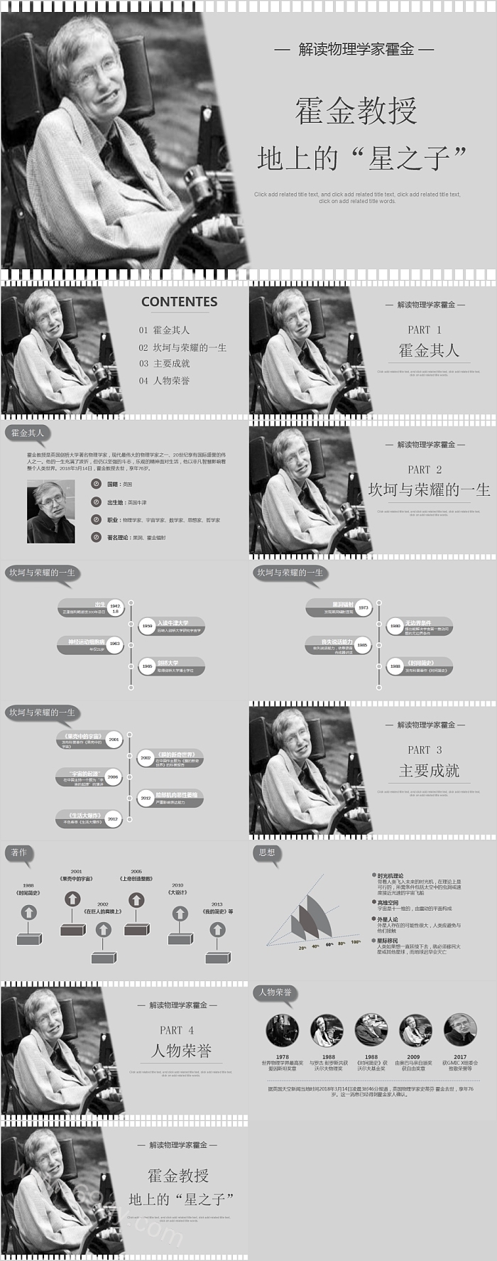解读物理学家霍金地球上的星之子PPT模板