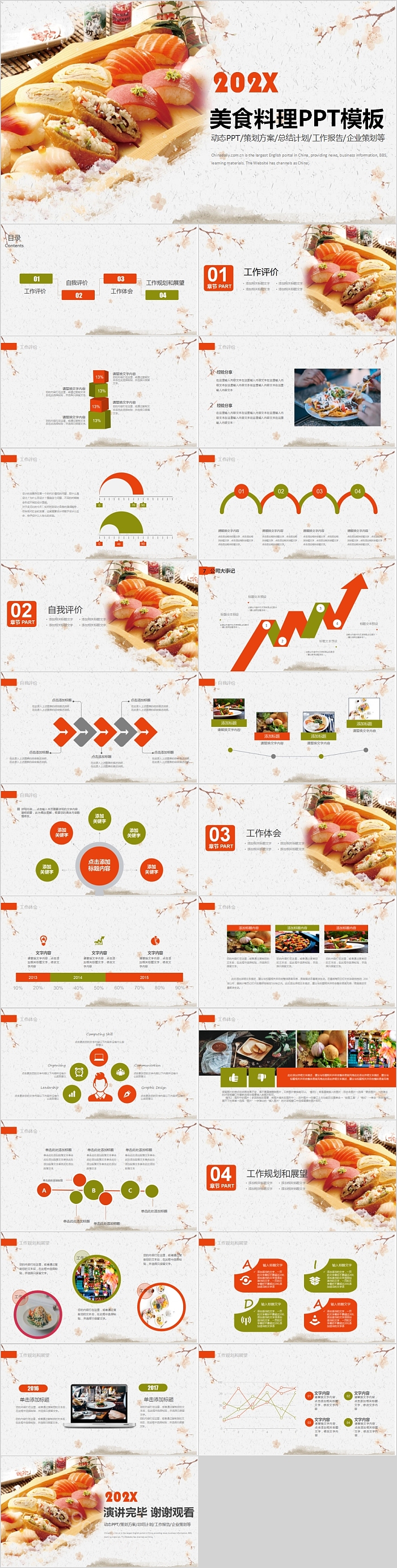 美食料理总结汇报PPT模板