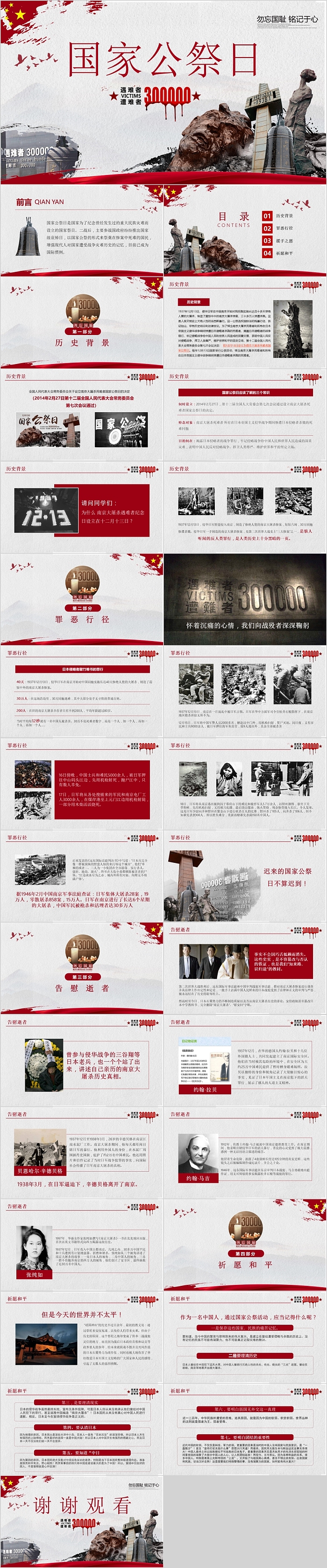 国家公祭日南京大屠杀三十万死难者勿忘国耻主题班会介绍ppt课件