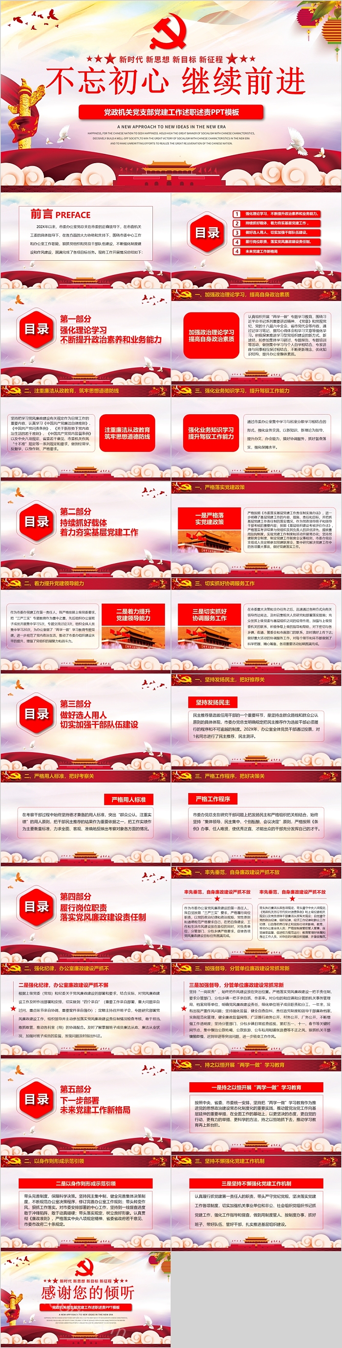 不忘初心继续前进党政机关党支部党建工作述职述责PPT