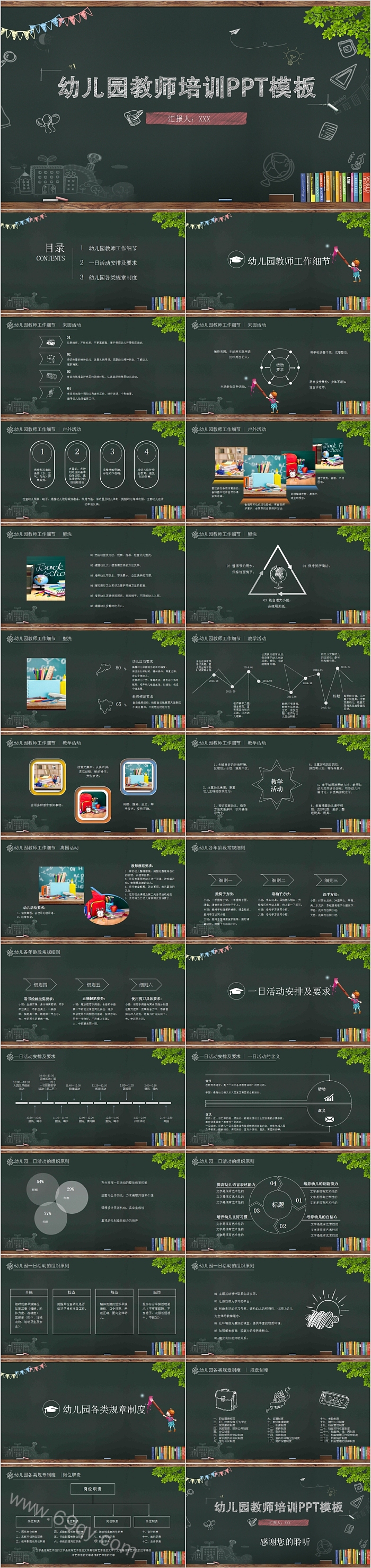 简约黑板风幼儿园教师培训PPT模板