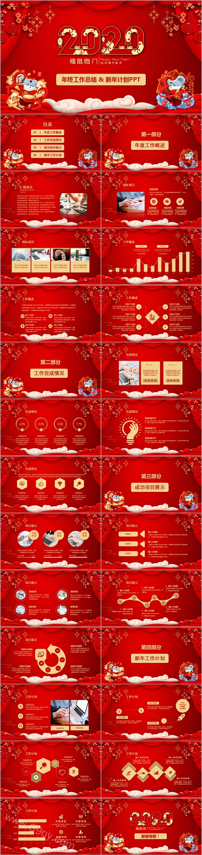 福鼠临门年终工作总结 & 新年计划PPT