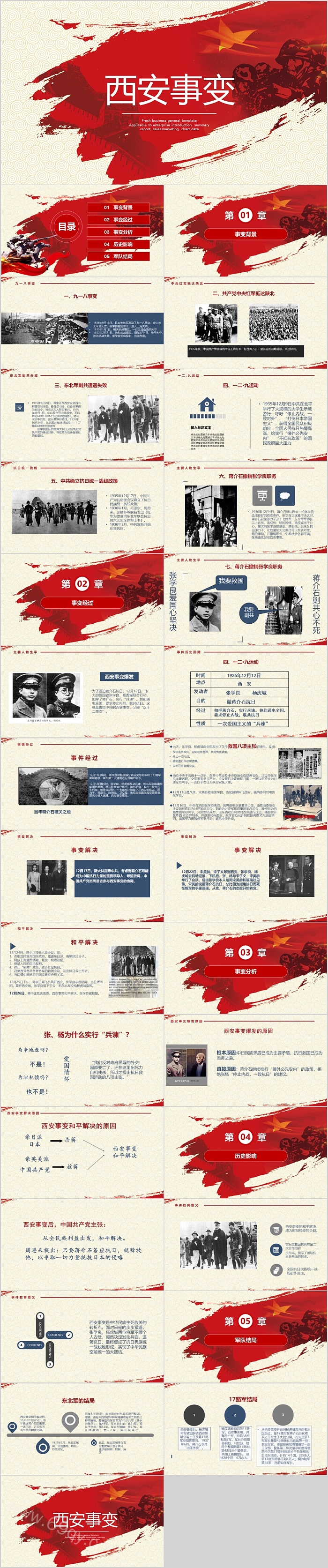 中小学生党史故事西安事变纪念日宣教主题班会党课学习PPT模板