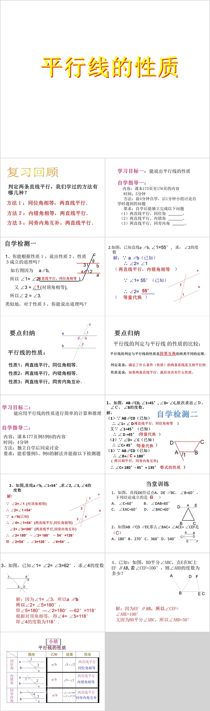 初中数学平行线的性质PPT