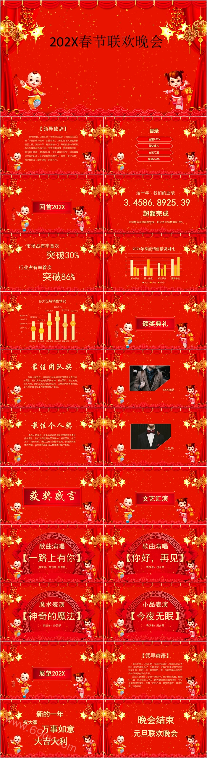 开门红大气春节联欢晚会PPT模板