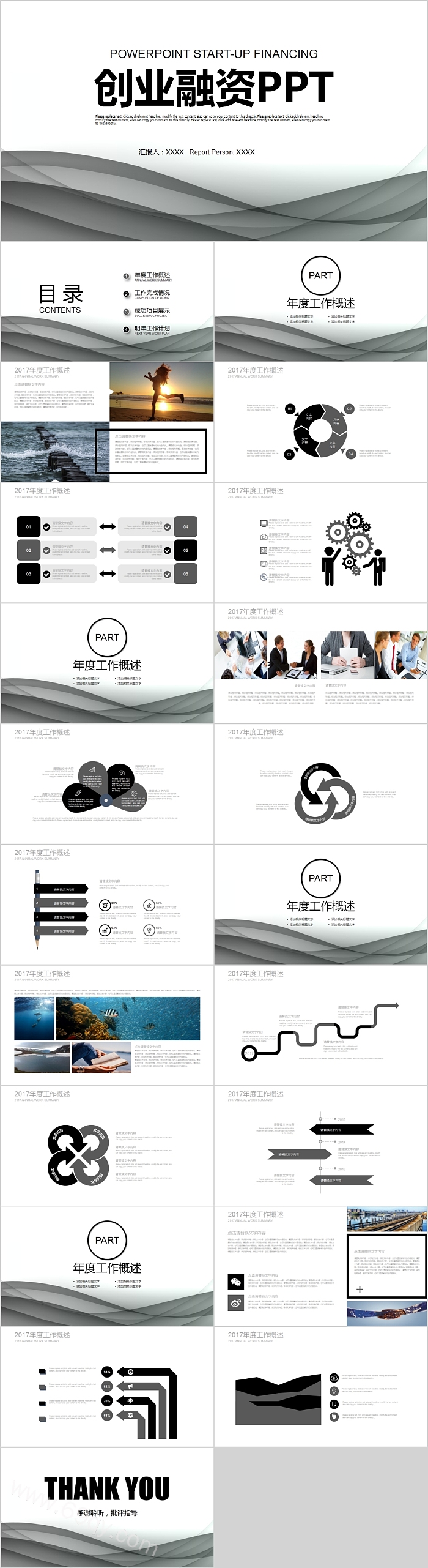清新商务创业融资计划书PPT模板