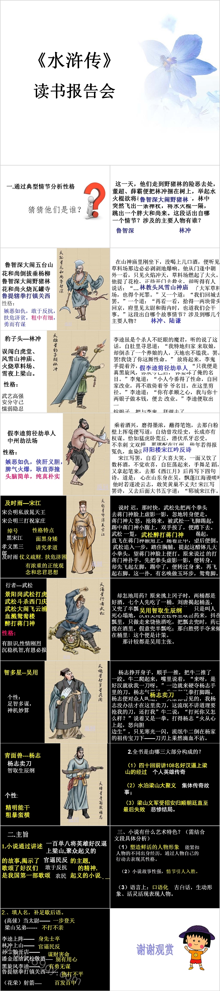 《水浒传》读书报告会PPT模板