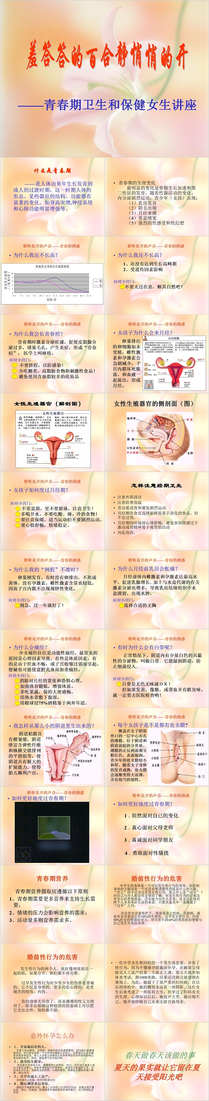 青春期卫生和保健女生讲座PPT模板