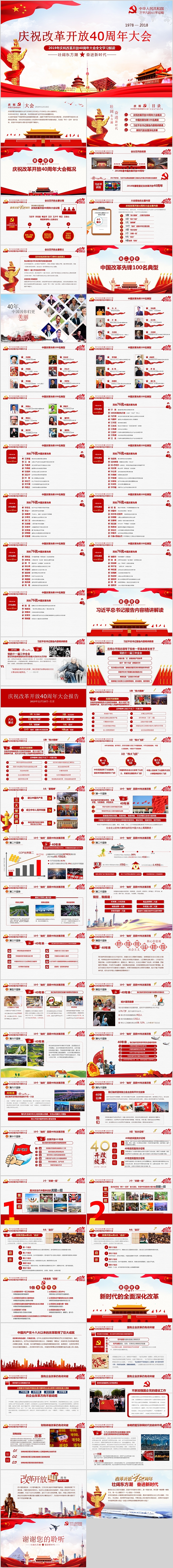庆祝改革开放40周年大会全文学习解读PPT模板