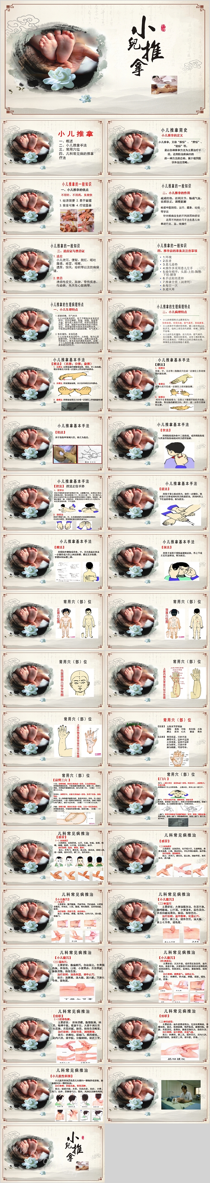 简约清新中医文化小儿推拿PPT模板