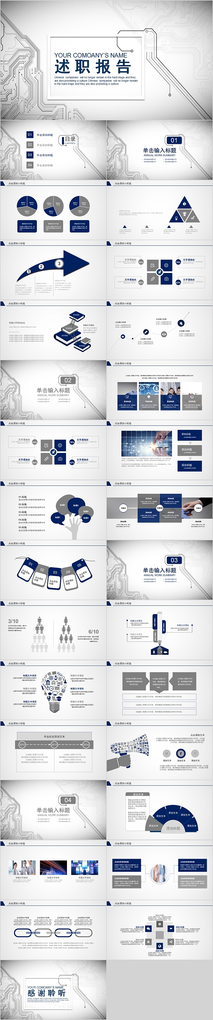 科技风简约清新述职报告PPT模板