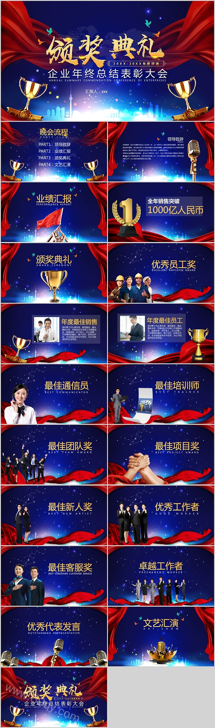 企业年终总结表彰大会颁奖典礼ppt