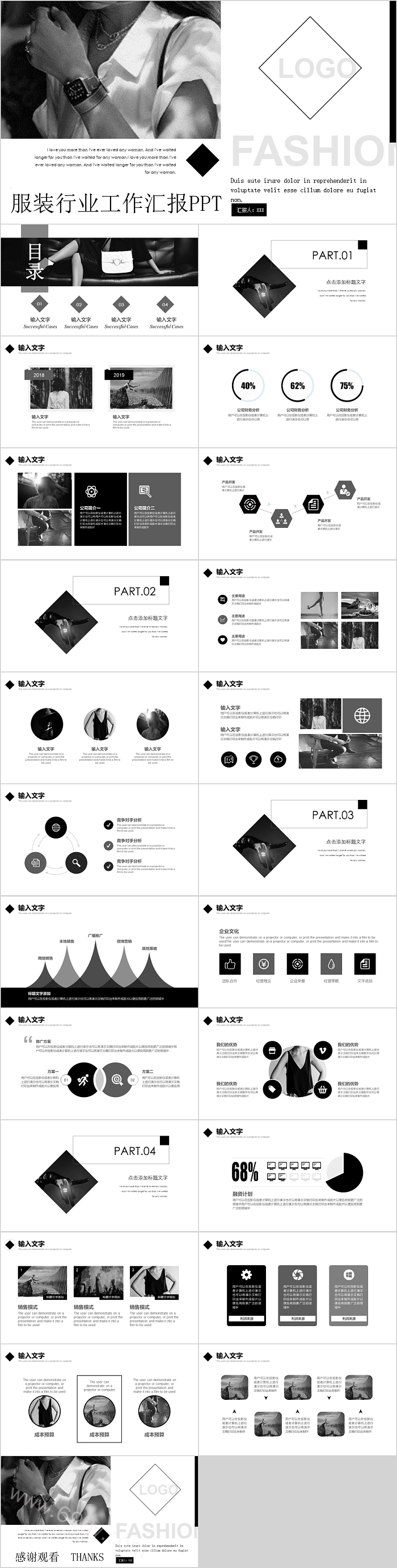 极简风服装行业工作汇报PPT