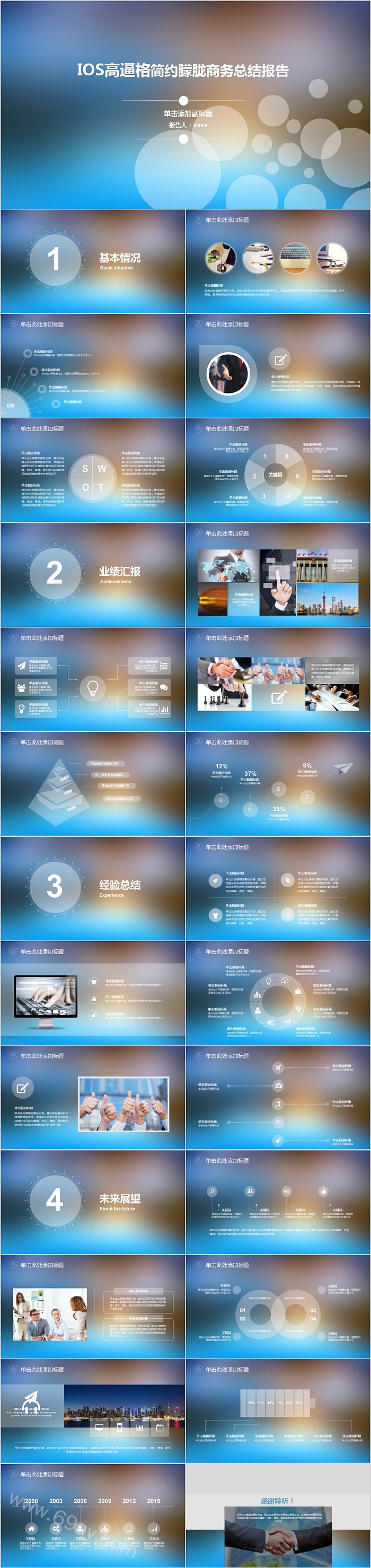 IOS高逼格简约朦胧商务总结报告